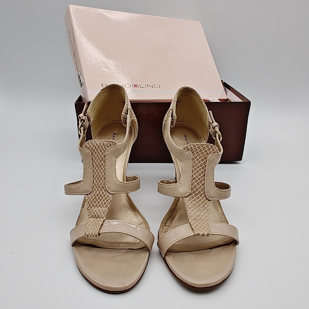 Bandolino BDDACIA2 Nude Beige Strappy T-Strap‎ Heeled Sandals Womens Size 7M - Picture 3 of 9